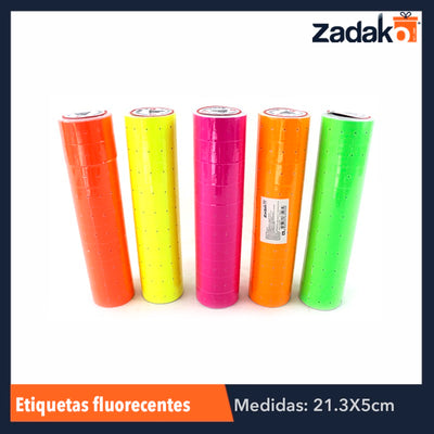 ZP-0483 ETIQUETAS FLUORECENTES P/PRECIOS 5000 PZ  X ROLLO, CON 1 PZ O CAJA CON 100 PZS