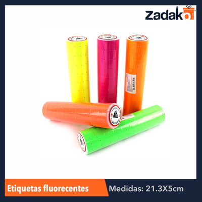 ZP-0483 ETIQUETAS FLUORECENTES P/PRECIOS 5000 PZ  X ROLLO, CON 1 PZ O CAJA CON 100 PZS