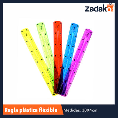 ZP-0658 / C-283-108 REGLA PLASTICA FLEXIBLE 30 CM, PAQUETE CON 24 PZS O CAJA CON 60 PQTS.